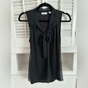 NY&C Black sleeveless bow front blouse, Size S